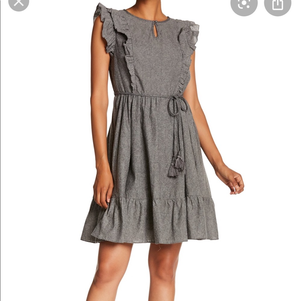 Everleigh Grey Ruffled Fit and Flare Dress